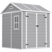 Casetta da Giardino in Resina ¨C Xylo ¨C Grigio, 2 Porte, Finestra, Pavimento, 1.8x1.8m