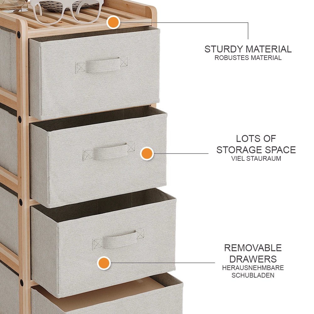 Vicco Mobile da bagno Beige 34.5 x 86 cm con 4 cassetti in tessuto