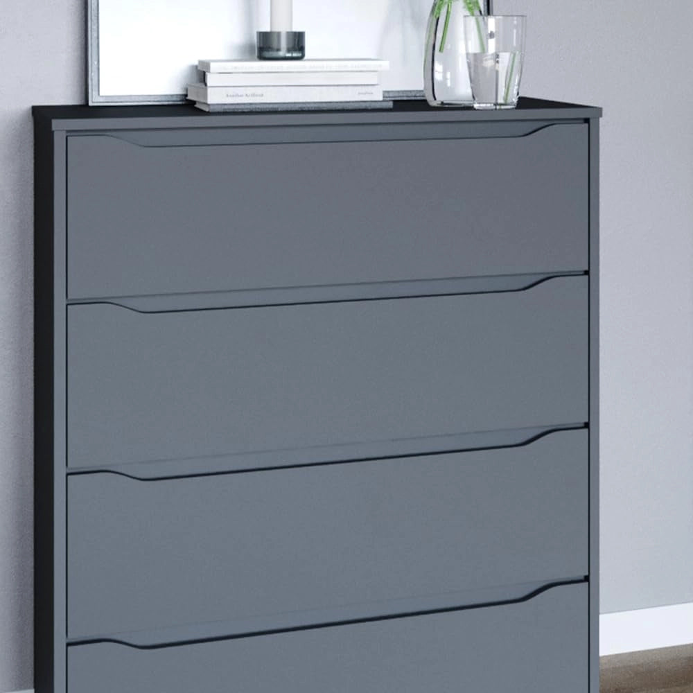 Credenza Ruben, Antracite, 48 x 101.6 cm con 4 cassetti, per riporre abiti e oggetti di uso quotidiano