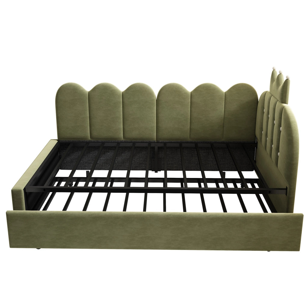 Letto daybed imbottito 90x200 cm con letto estraibile 90x190 cm verde