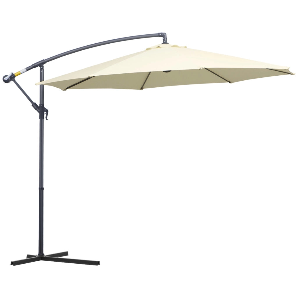 EasyComfort Ombrellone Decentrato da Giardino con Base a Croce Inclusa, in Metallo e Poliestere, 3x2.5 m, Beige