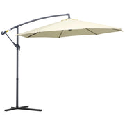 EasyComfort Ombrellone Decentrato da Giardino con Base a Croce Inclusa, in Metallo e Poliestere, 3x2.5 m, Beige