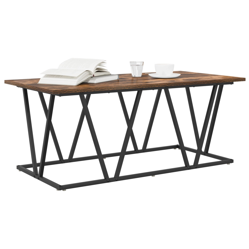 Tavolino da caffÃ¨ in rovere affumicato 100x50x40 cm in legno ingegnerizzato e metallo