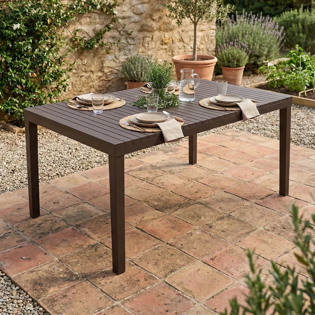 Tavolo da esterno Askia, Ripiano rettangolare da pranzo, Tavolo da giardino multiuso, 100% Made in Italy, 150x90h72 Cm, Antracite