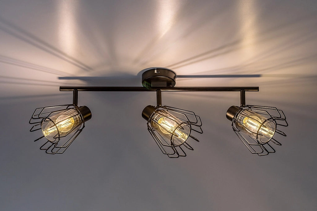Plafoniera industriale nera 3 luci E14 Emerencia Rabalux