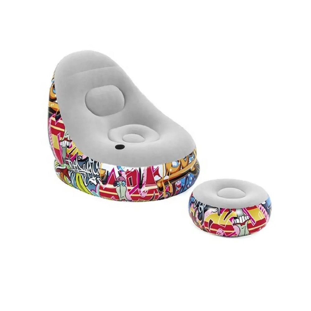 Trade Shop - Poltrona Gonfiabile Comfort Cruiser Graffiti Lounge Sgabello 121x100x86cm 75076 -