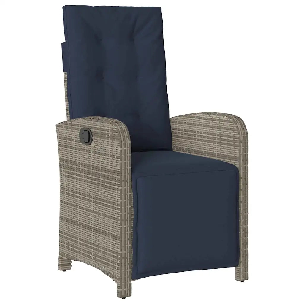 Set da Pranzo per Giardino con cuscino 5 pcs Grigio polyrattan