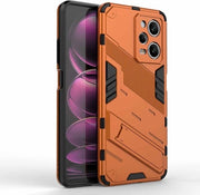 Case per Redmi Note 12 Pro - Copertura robusta con stand per smartphone op poggiapenna pieghevole - Arancione - Protezione per smartphone con progetto di copertura a scudo ibrido