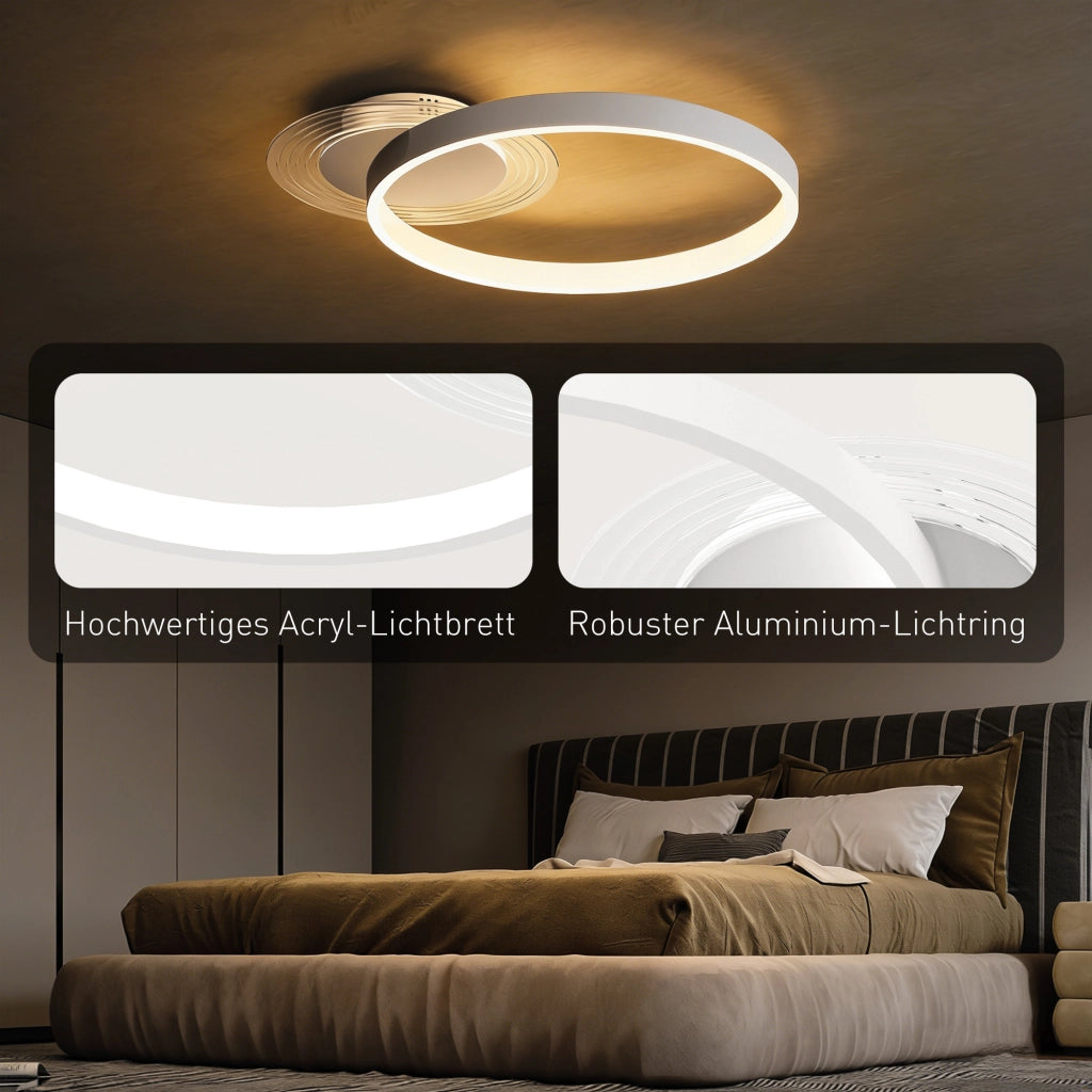 Plafoniera LED a doppio anello ¨C Xylo ¨C Rotonda 50x40x7,4 cm bianca