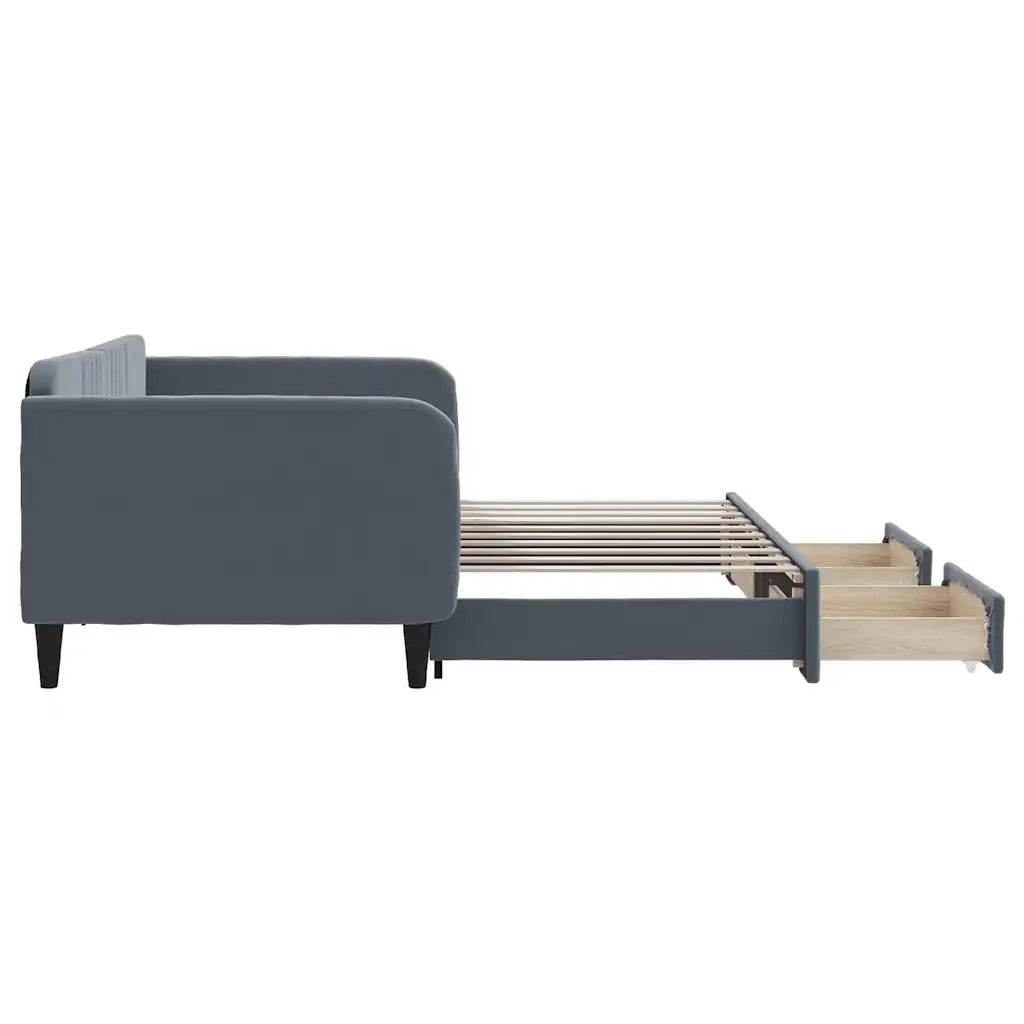 Divano Letto Estraibile Cassetti Grigio Scuro 90x190cm Velluto 3197125