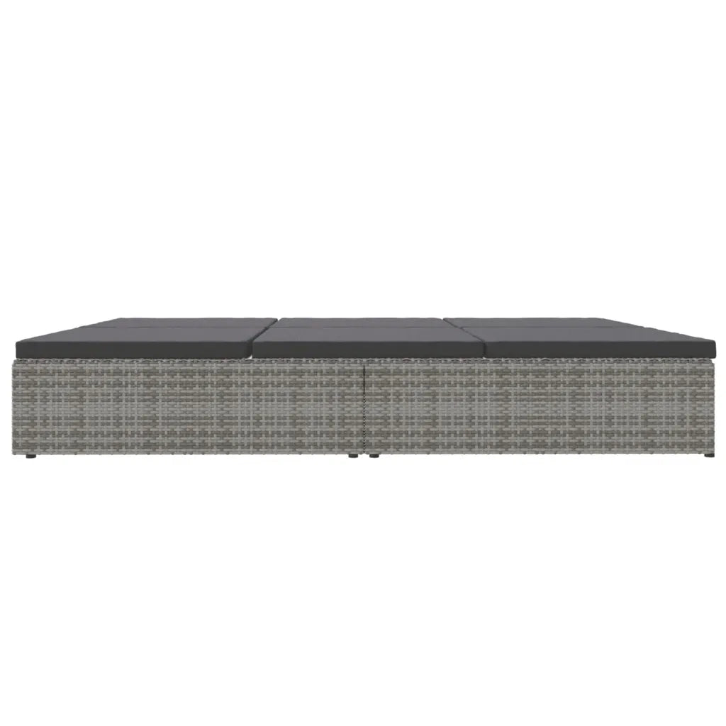 Lettino Reclinabile con Cuscini in Polyrattan Grigio Scuro 317240