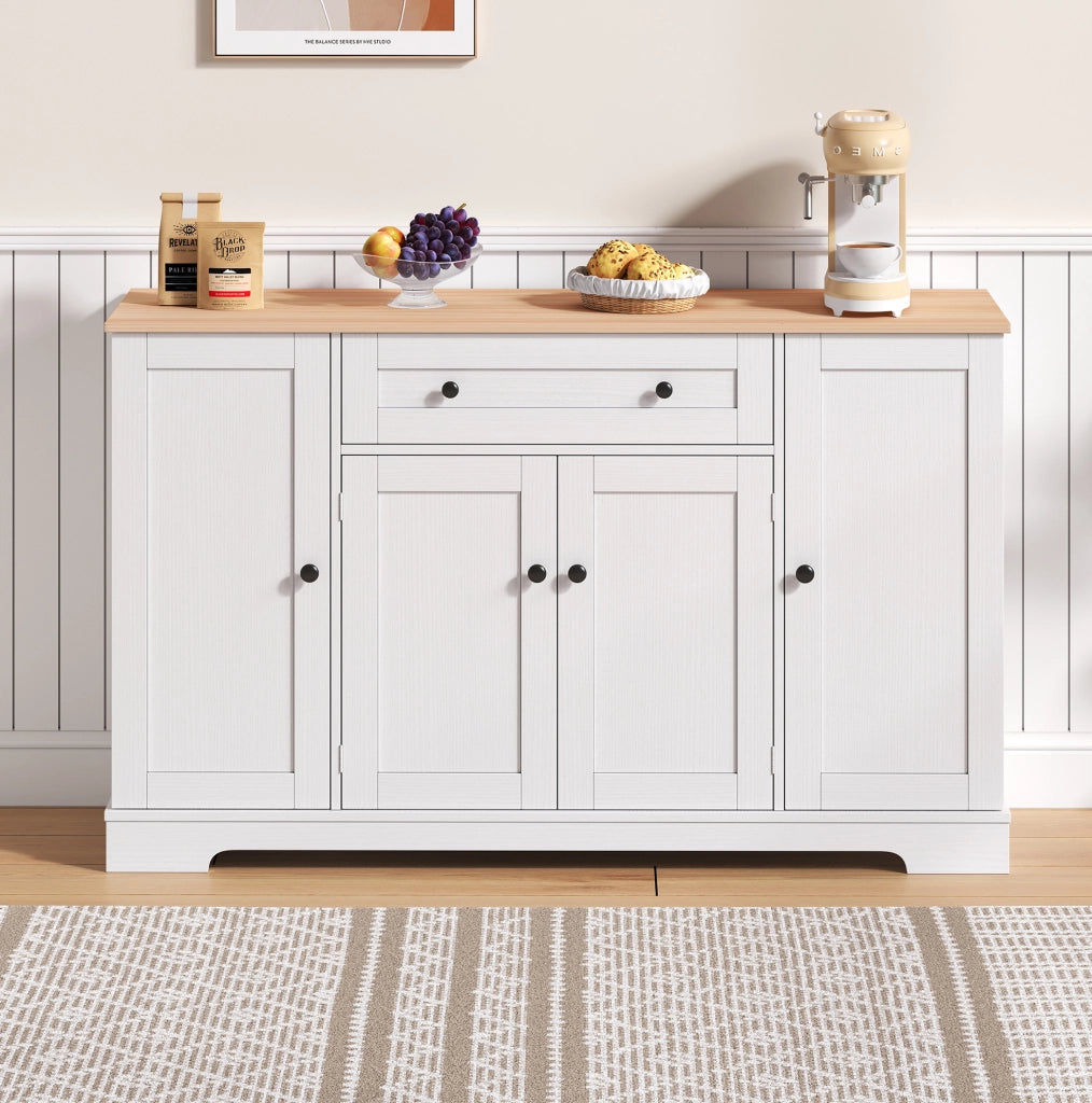 Credenza da cucina 138 cm con cassetto e ripiani regolabili