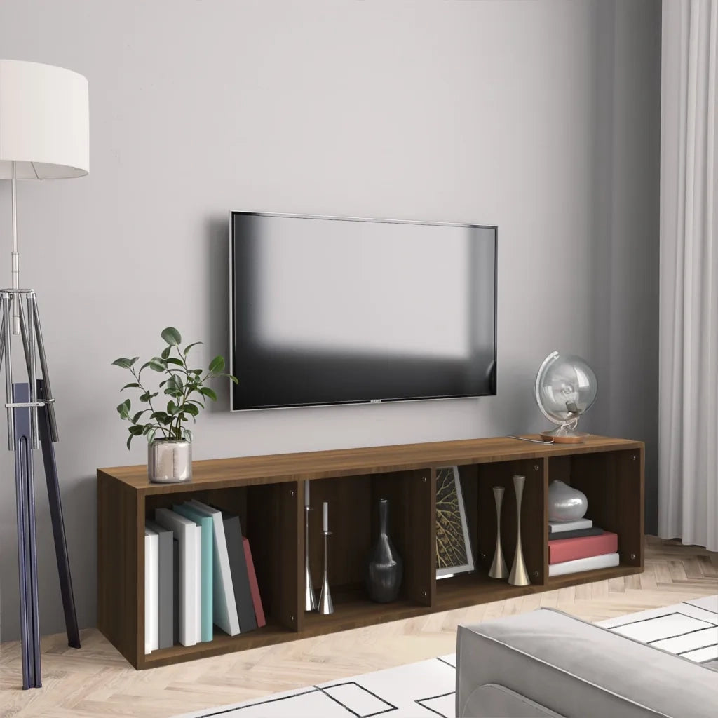 Libreria-Mobile TV Rovere Marrone 143x30x36cm Legno Multistrato