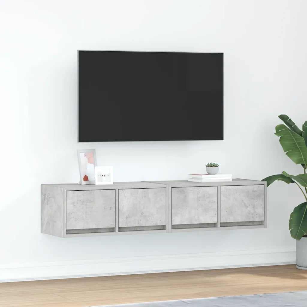 Mobili TV 2 pz Grigio Cemento 60x31x25,5cm in Legno Multistrato