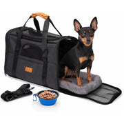 Borsa per Trasporto per Animali 44x31x34 cm Trasportino Pieghevole con Ciotola Pieghevole Nero