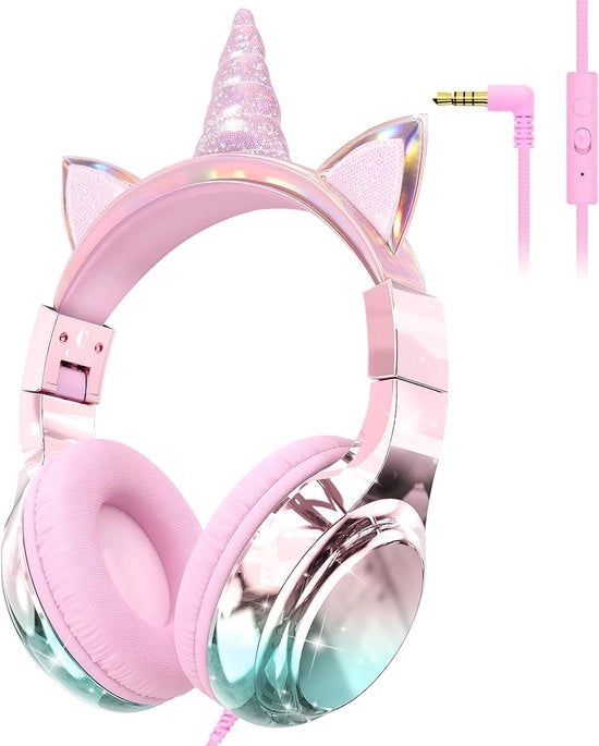 Cuffia per bambini con cavo - Cuffia per bambini - Cuffia per la testa con cavo - Volume sicuro - Scuola - Tablet - Laptop - Viaggio - Ascolto di musica