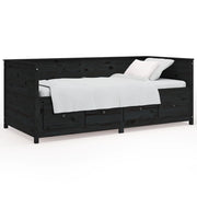 Letto singolo | Letto per adulti | Dormeuse Nera 90x190 cm in Legno Massello di Pino