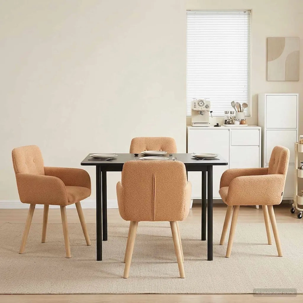Sedie da pranzo 4 pcs Bouclé Beige 59 x 56 x 86 cm 3428276