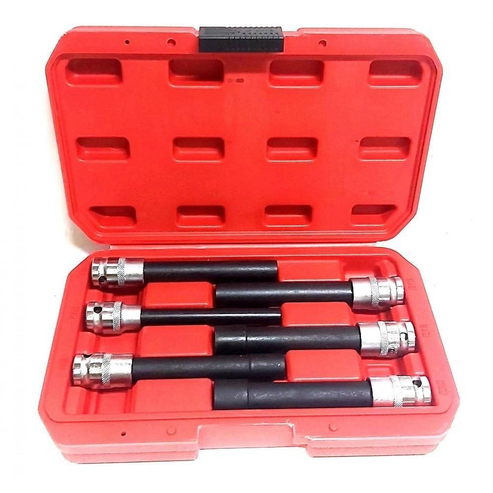 Trade Shop - Bussola Chiavi Torx Femmina Set Lunghi E10-e20 Testa Cilindro Attacco 1/2 Quadro -