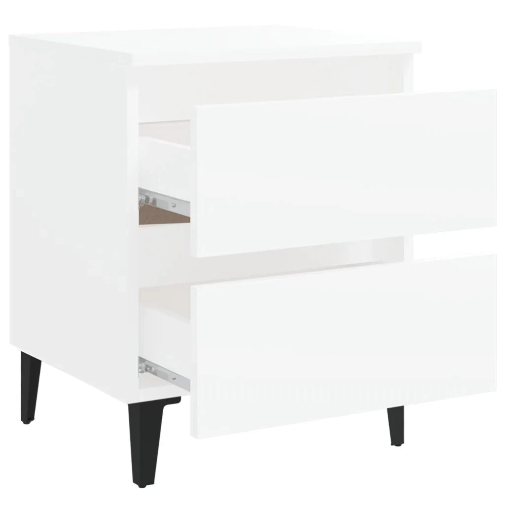 Comodini 2 pz Bianco Lucido 40x35x50 cm in Legno Multistrato cod mxl 31153