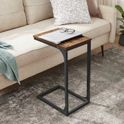 Tavolo da salotto, Comodino angolare per divano, Cassetto notturno a C, Tavolo per TV, per soggiorno, camera da letto, stile industriale, stile rustico marrone e nero
