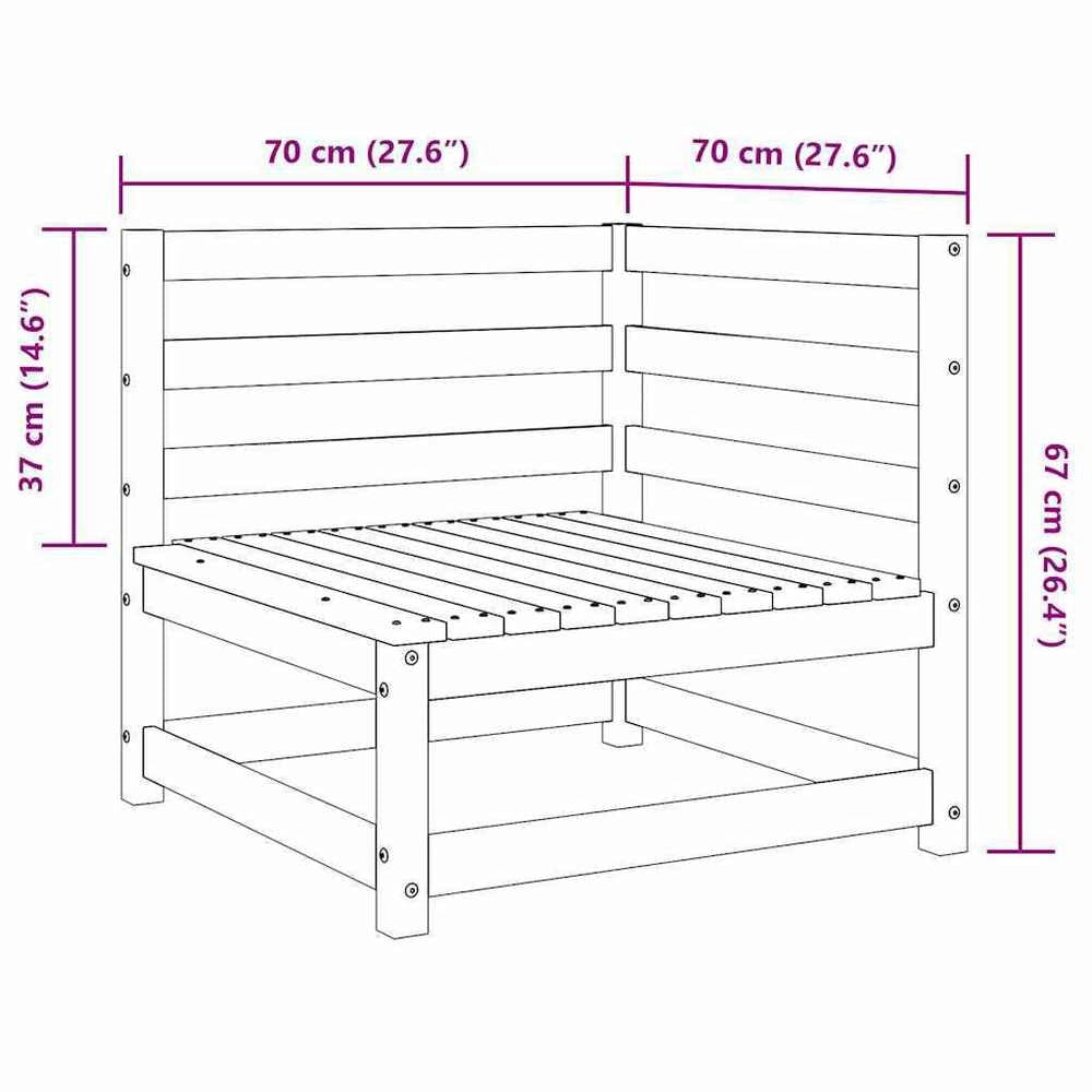 Garden Corner Sofas, 2 Pieces, White, Solid Pine Wood