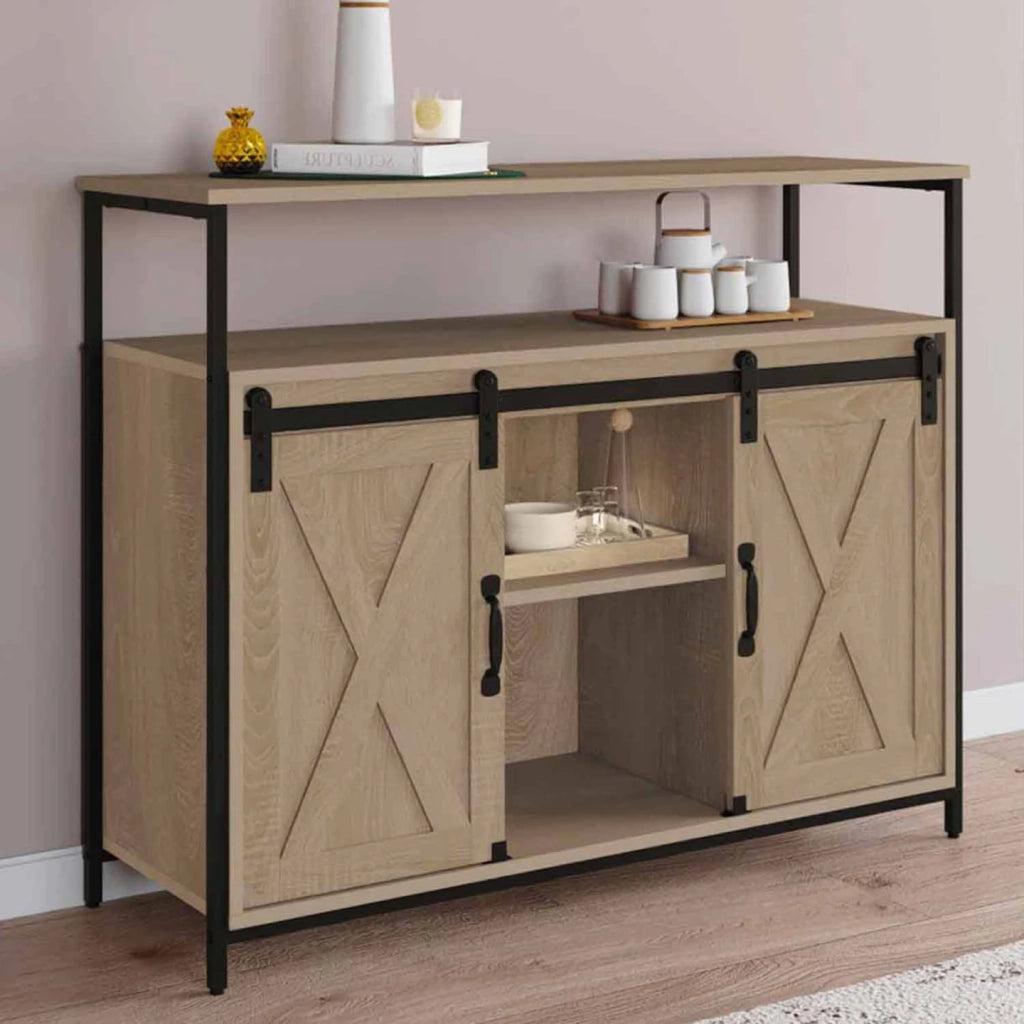 IDMarket - Credenza a 2 ante scorrevoli 100 cm QUEBEC design industriale