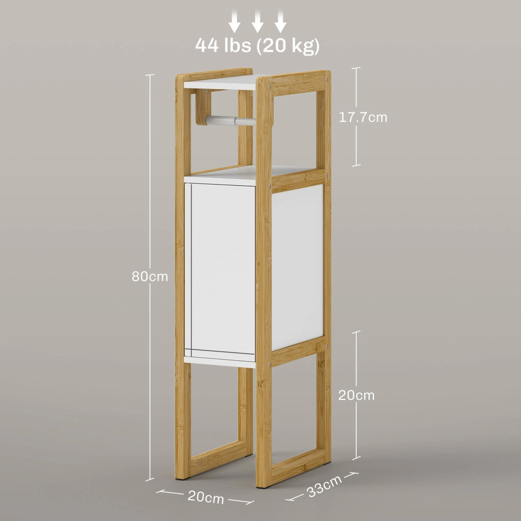 Mobile Bagno Salvaspazio ¨C Xylo ¨C Bamb¨´ Bianco con Porta Carta Igienica 20x33x80cm