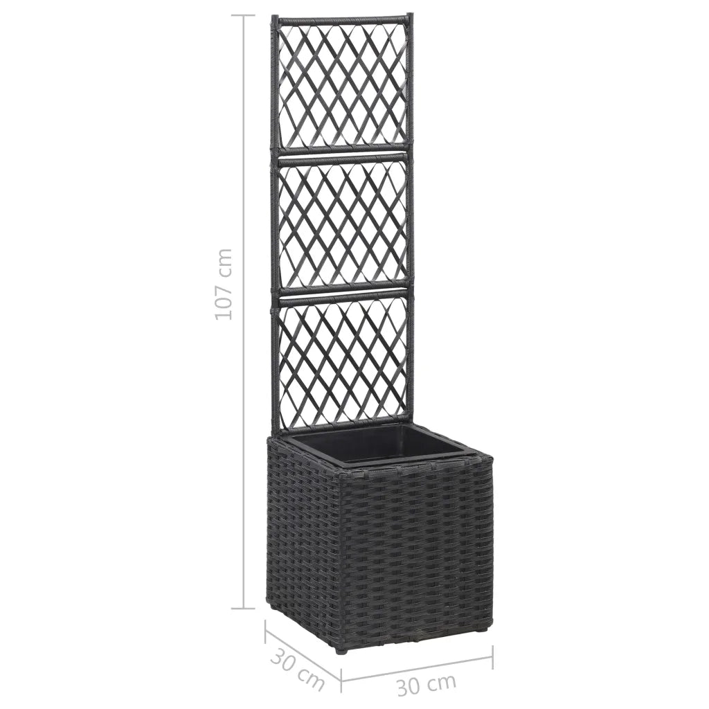 Letto Rialzato con Traliccio 1 Vaso 30x30x107cm Polyrattan Nero 46930
