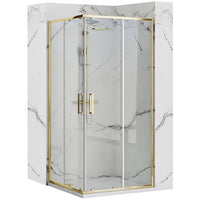 Cabina Doccia Rea Punto 90x90 Gold con piatto doccia Savoy black