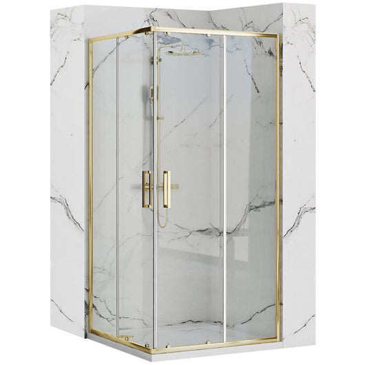 Cabina Doccia Rea Punto 90x90 Gold con piatto doccia Savoy black