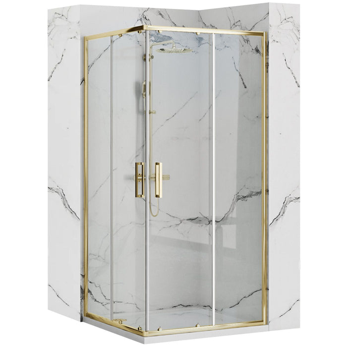 Cabina Doccia Rea Punto 90x90 Gold con piatto doccia Savoy black