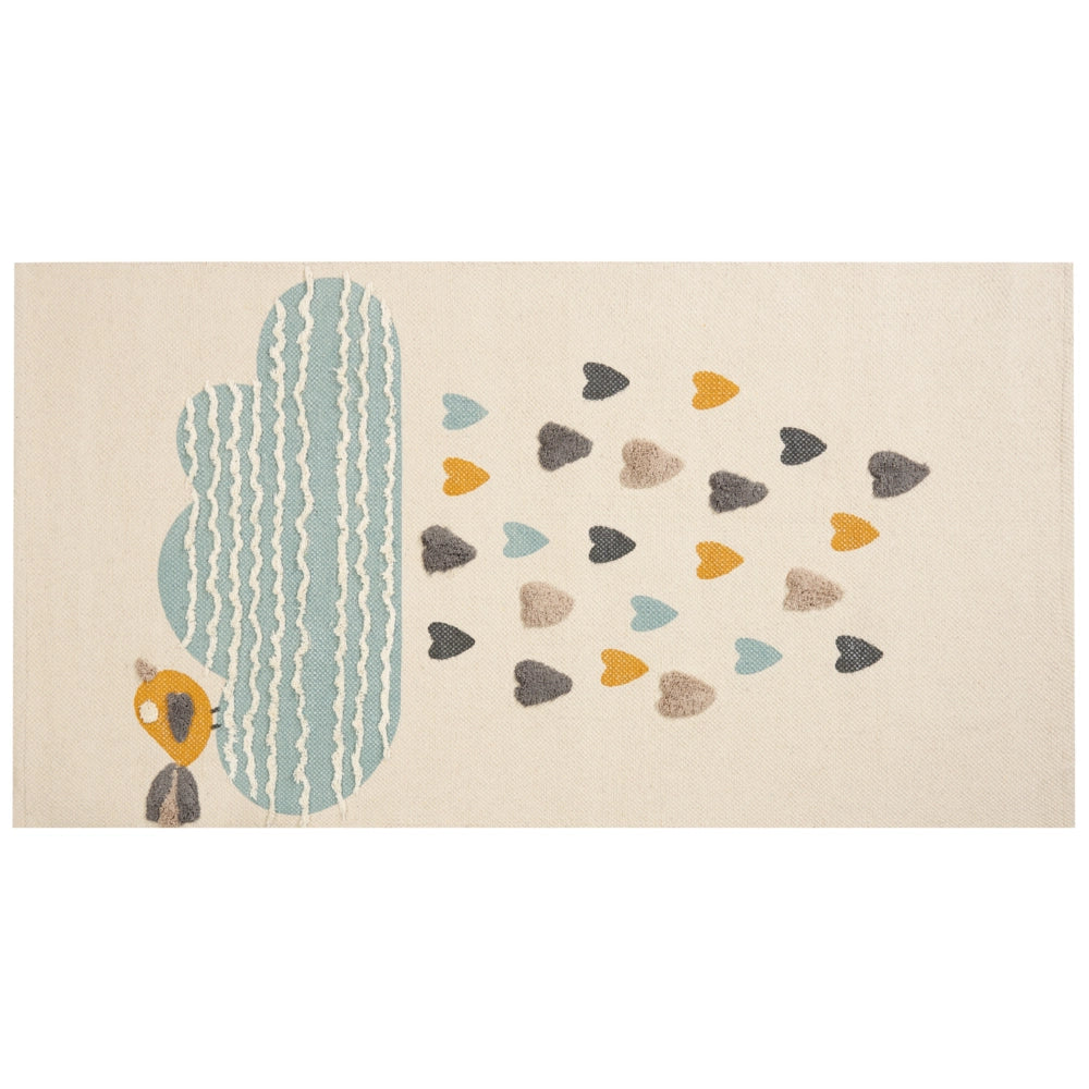 Tappeto per aree multicolore con stampa di nuvole 80 x 150 cm, a pelo basso, per la stanza dei bambini.