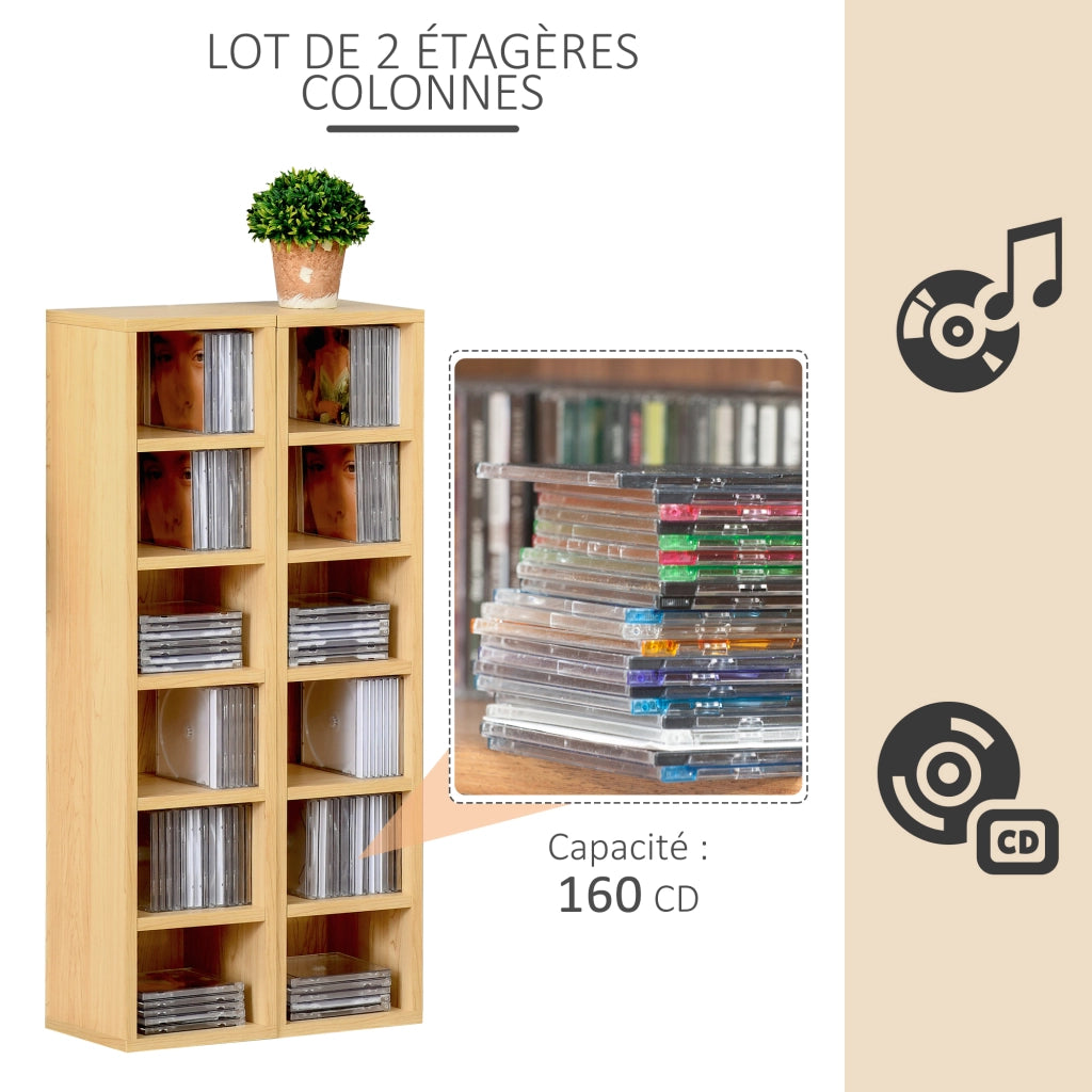 Colonna Porta CD DVD ¨C Minimal ¨C 21x19x88 cm, Colore Rovere