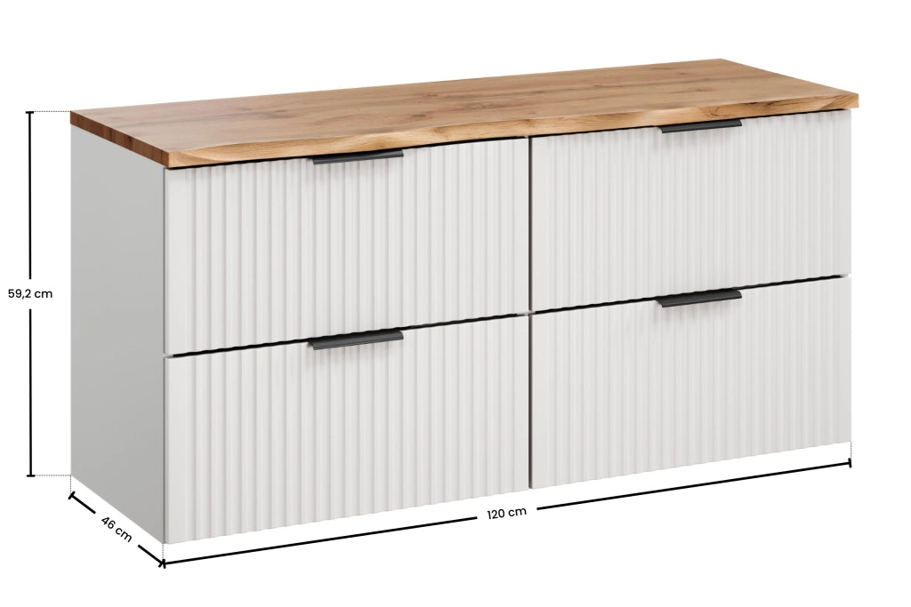 Set mobili bagno 120 cm con piano Adel White 120 x 1401 x 46 cm