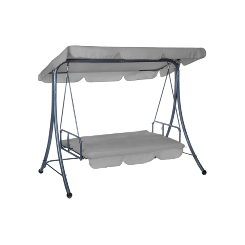 Trade Shop - Dondolo Letto Da Giardino 3 Posti Con Tettuccio Parasole Orientabile Struttura In Acciaio -