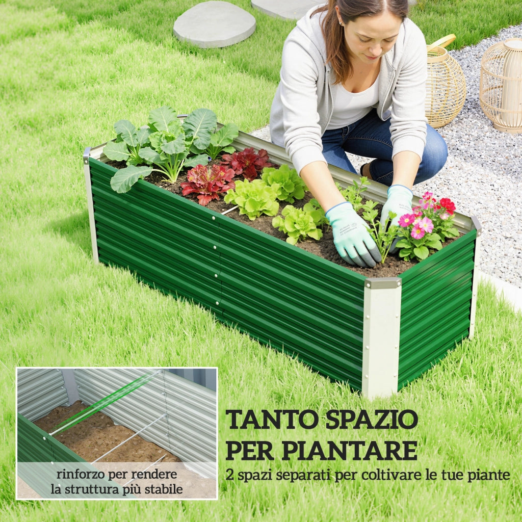 Fioriera da Giardino in Acciaio ¨C zephmum ¨C Verde 125x47x44 cm