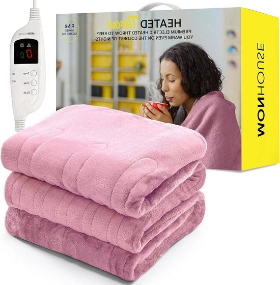Werp con controller digitale e timer fino a 9 ore - 9 impostazioni di calore - spegnimento automatico - Macchina lavabile - Singolo 130x160cm - ROSA