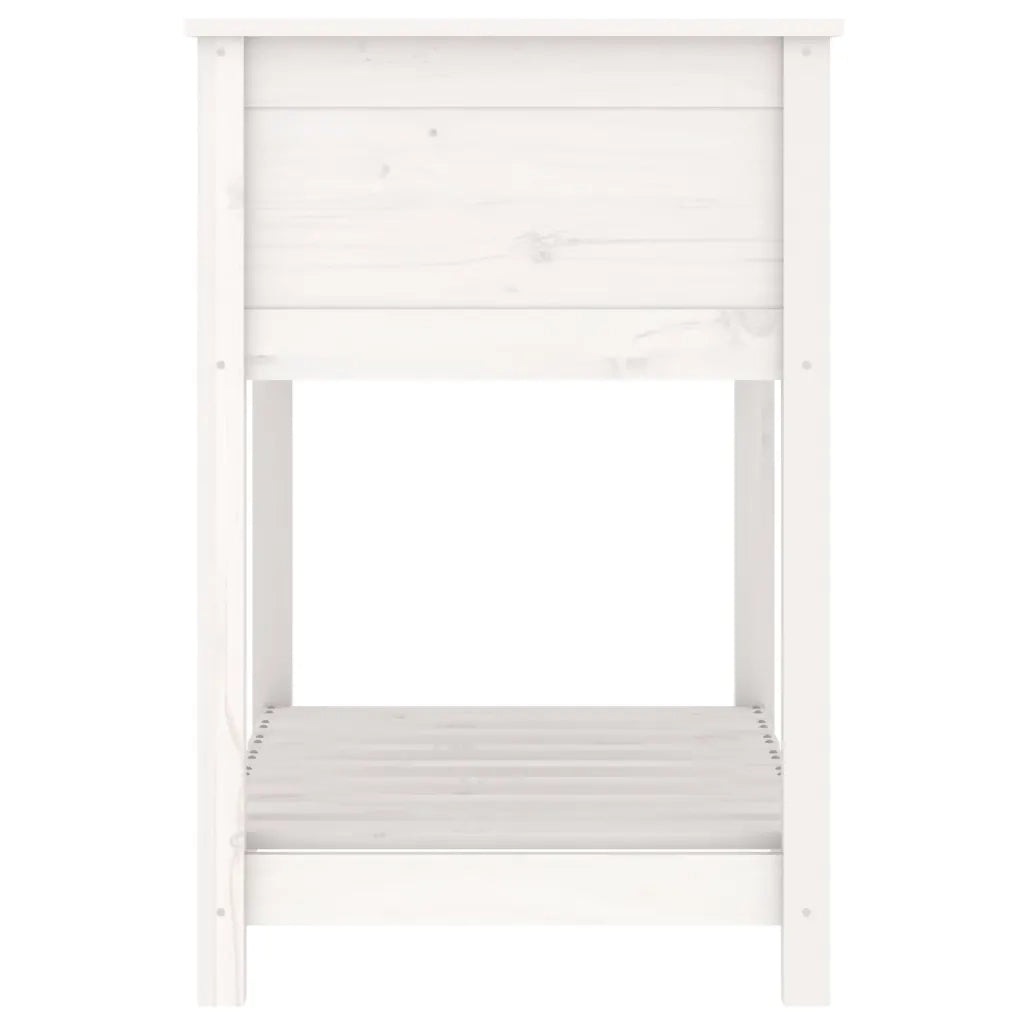 Fioriera con Mensola Bianca 82,5x54x81cm in Legno Massello Pino