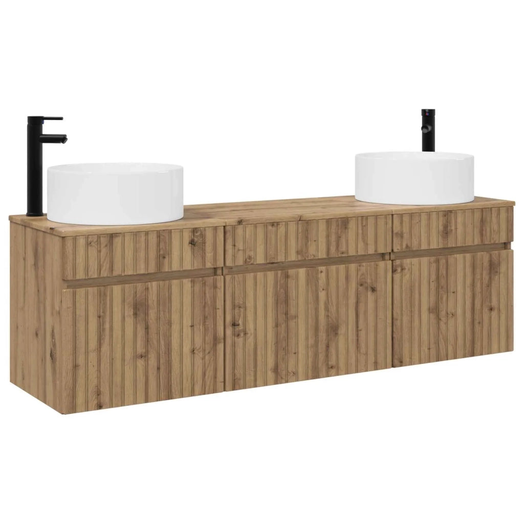 Set di Armadi da Bagno 3 pz Rovere Artigianale 3405786