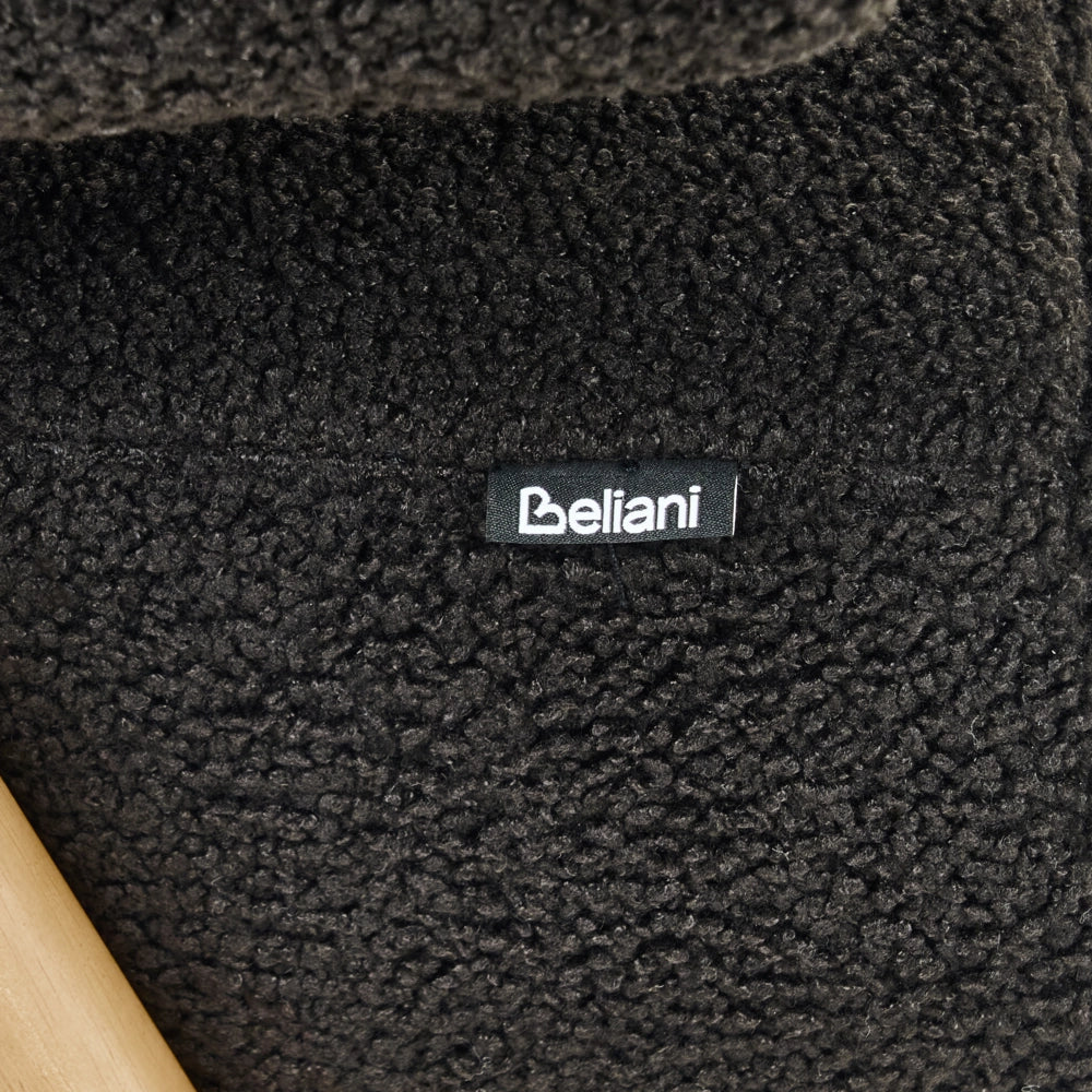 Divano a 2 posti Rivestimento in bouclé nero e marrone chiaro Design retrò Gambe in legno Soggiorno