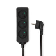 Prolunga a 3 vie 3680W 16A Contatti laterali 1,5m Tipo E Francia Nero Nedis