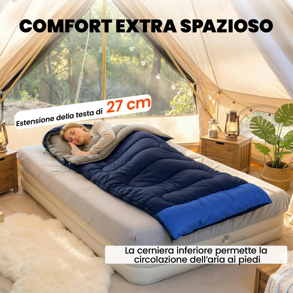 Sacco a Pelo per Adulti. Leggero e Compatto. Blu Navy