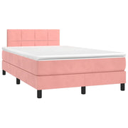 Letto a Molle con Materasso e LED Rosa 120x190 cm in Velluto 3270158