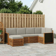 Set divano sezionale con cuscino 5 pcs Naturale e Grigio Chiaro 3384552
