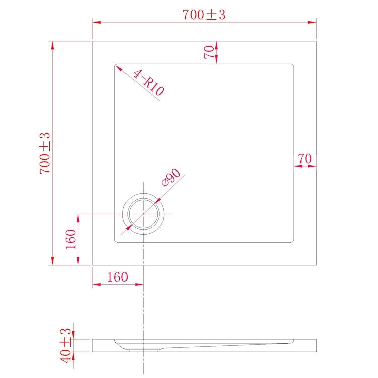 Piatto Doccia Slim 70x70x4 cm Quadrato Acrilico Bordato Bianco Lucido mod. Flower