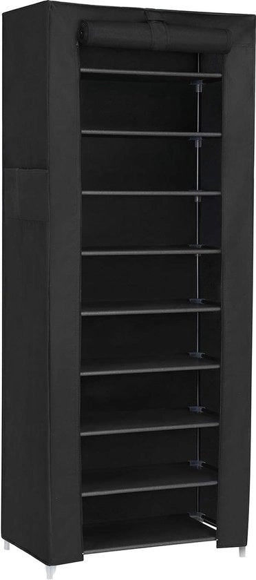 Sistema di conservazione per scarpe con 10 livelli, 160 x 58 x 28 cm, per circa 27 pair di scarpe, grande, nero