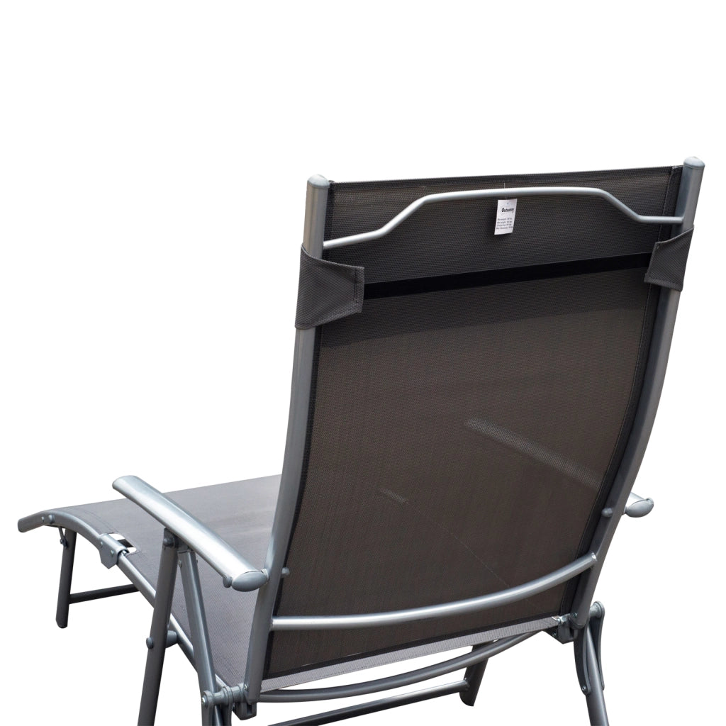 Poltrona da giardino pieghevole con schienale regolabile ¨C zephmum ¨C grigio 137x63.5x100.5 cm