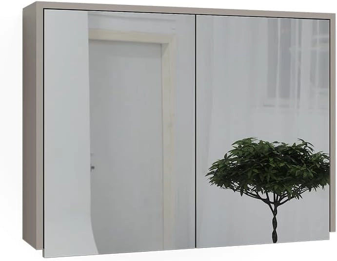 Armadio per il bagno J-Shape, Cashmere/Artigianale, 30.2 x 190 cm con 2 porte, per la conservazione di articoli da bagno e prodotti per l'igiene