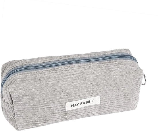 Etui di tessuto corduroy, bambine, bambini, etui pulito, piccolo etui di corduroy, etui di tessuto corduroy per adulti, etui per bambine, morbido con tessuto corduroy, etui scolastico di corduroy (grigio)